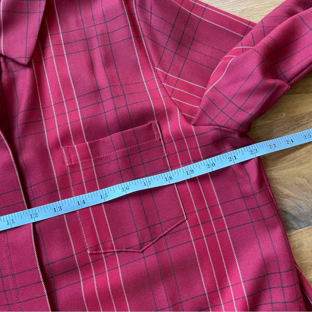 Pendleton Red Checkered Virgin Wool Plaid Button … - image 9